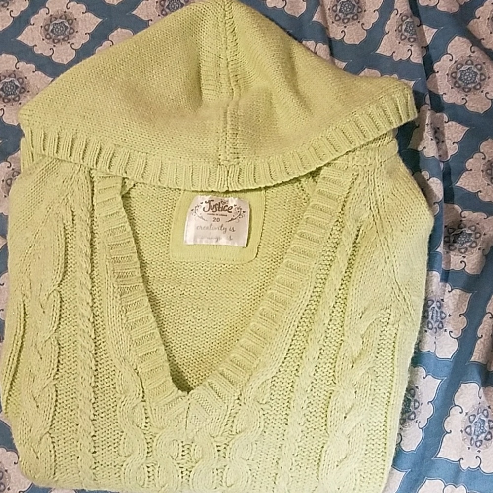 LOWER $$ JUSTICE LIME GREEN HOODIE SOLD